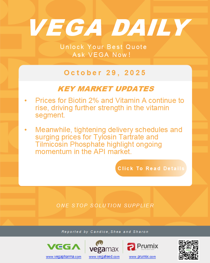 VEGA Daily Dated on October 29th 2025 Vitamin Amino Acid APl Food Additives.png VEGA Daily Dated on October 29th 2025 Vitamin Amino Acid APl Food Additives.png